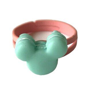 Vintage Disney Mickey Mouse Ears Ring Size 5 6 7 Macaroon Snacks Pink Aqua
